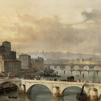 Vue du cours de la Saône prise en aval du pont Tilsitt Laurent Hippolyte Leymarie