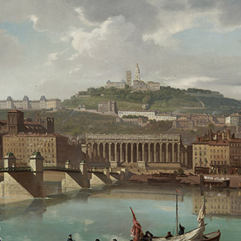 La Saône et la colline de Fourvière vues du quai Saint-Antoine Antoine-Claude Ponthus-Cinier