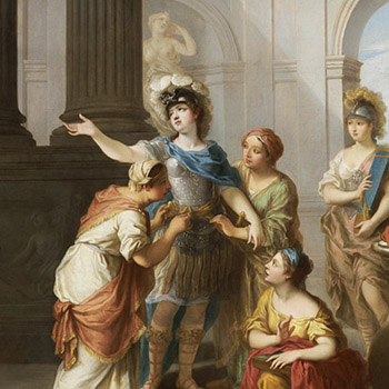 Penthésilée, reine des Amazones se faisant armer dans le temple de Diane Nicolas Venevault